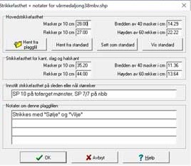 Skjermbilde for endring av opplysninger i strikkefilen